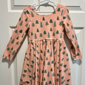 Pink Dress with Green Tree Pattern
